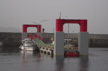 浮桟橋詳細設計（漁港 L50m×B6m×H2.5m）※鋼製固定スロープ有り